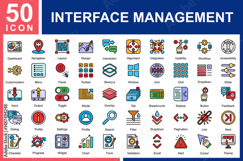 Interface Management Icon Collection and Symple Concept Flat Color
