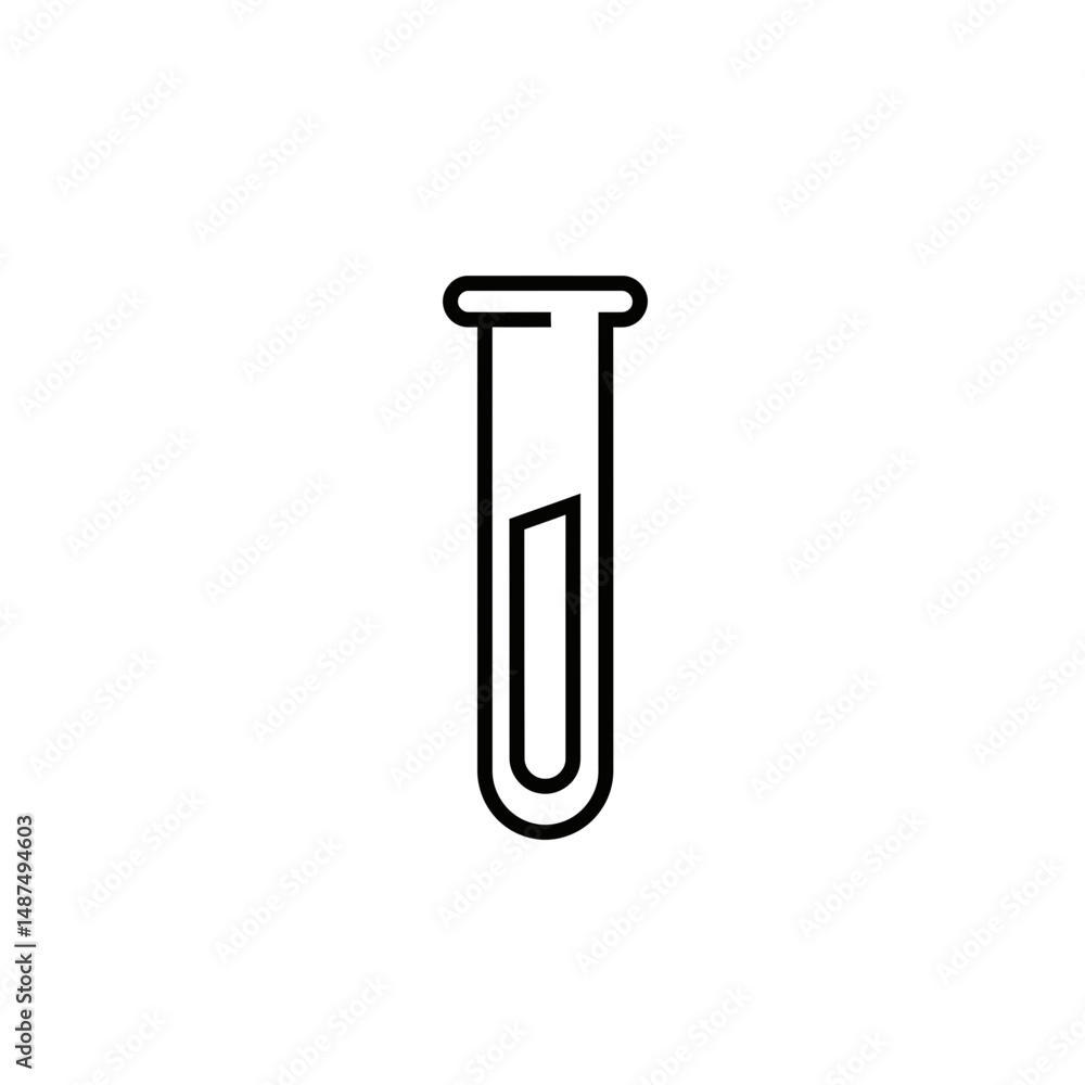 Test Tube Icon: A simple line drawing of a test tube with a small amount of liquid inside, perfect for science, lab, experiment, and research concepts. Test Tube Icon: A simple line drawing of a test tube with a small amount of liquid inside, perfect for science, lab, experiment, and research concepts.