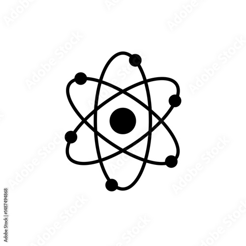 Atom Structure: A minimalist illustration of an atom's core, with orbiting electrons in a clean and modern graphic.