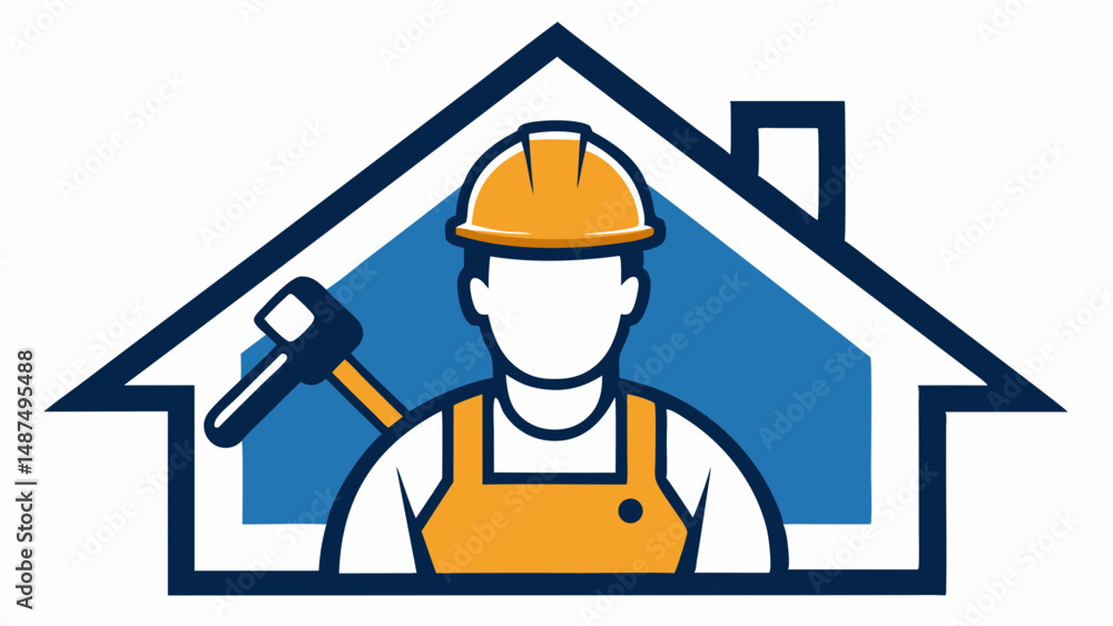 Building Dreams a Home at a Time A Skilled Handyman Crafting Comfort with a Hammer in Blue and White Building Dreams a Home at a Time A Skilled Handyman Crafting Comfort with a Hammer in Blue and White