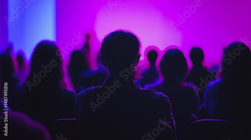 Wallpaper Mural Audience Silhouettes Watching Event with Purple and Blue Light Torontodigital.ca
