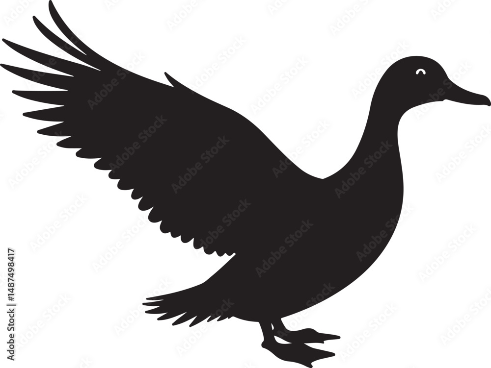 Fototapeta premium Flying Duck Silhouette Clipart Set