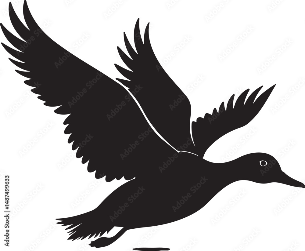 Fototapeta premium Flying Duck Silhouette Clipart Set