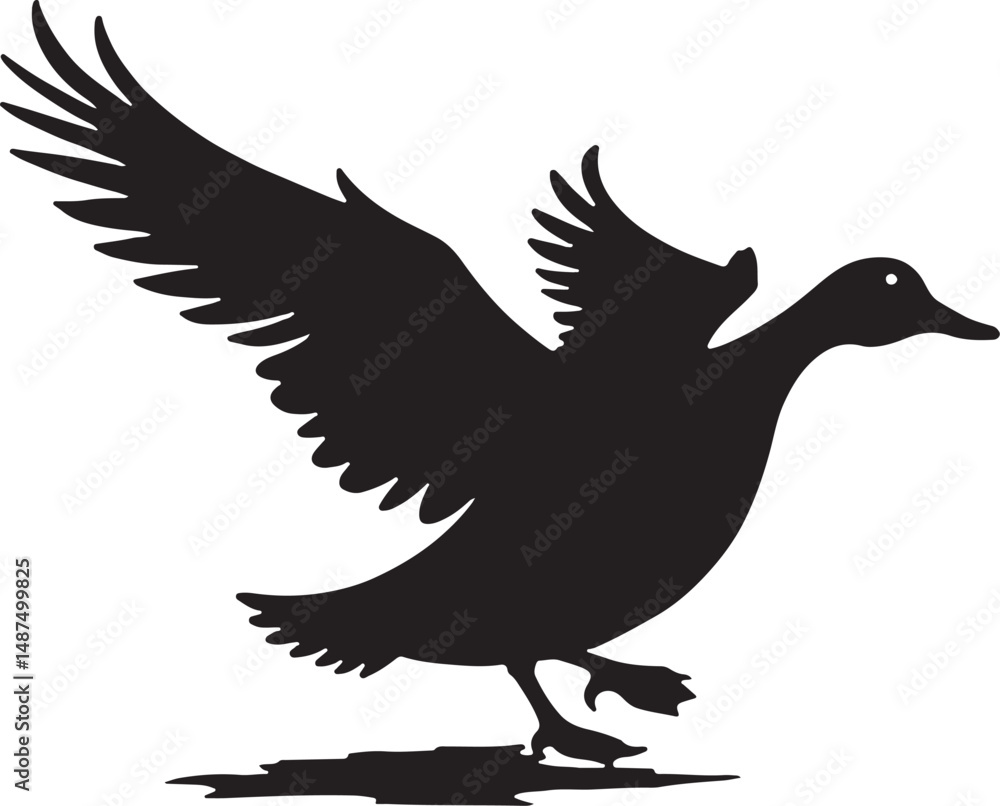 Obraz premium Flying Duck Silhouette Clipart Set