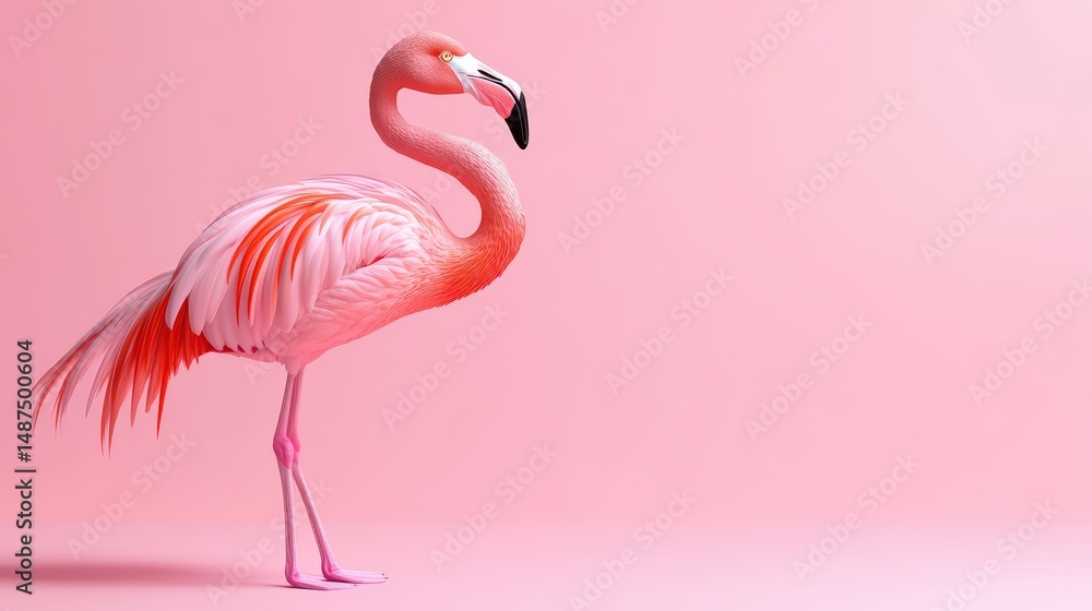 Fototapeta premium Sophisticated flamingo in a captivating pink monochrome color palette
