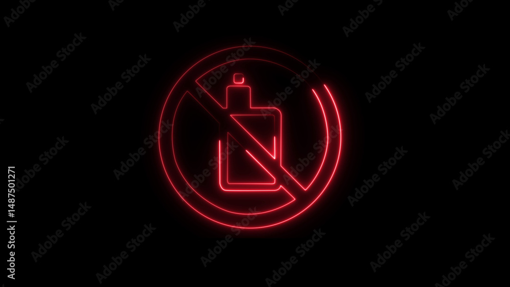 Neon glowing No vape smoking icon on black background, no-smoking illustration. Neon glowing No vape smoking icon on black background, no-smoking illustration.