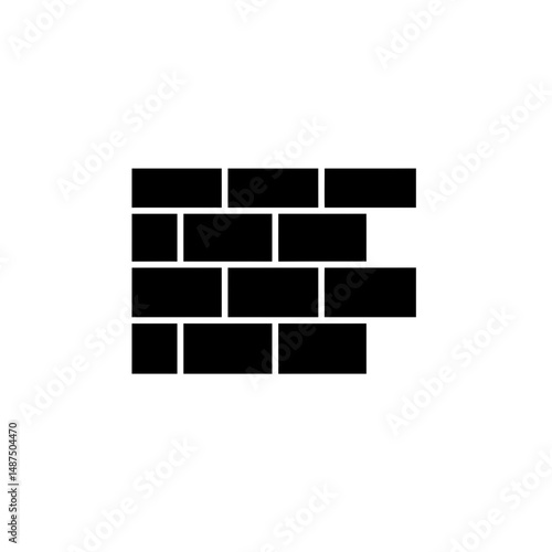 Brick Wall Icon: Simple black brick wall icon, representing construction, building, architecture, and strength. Ideal for website design, app interface, or presentation.