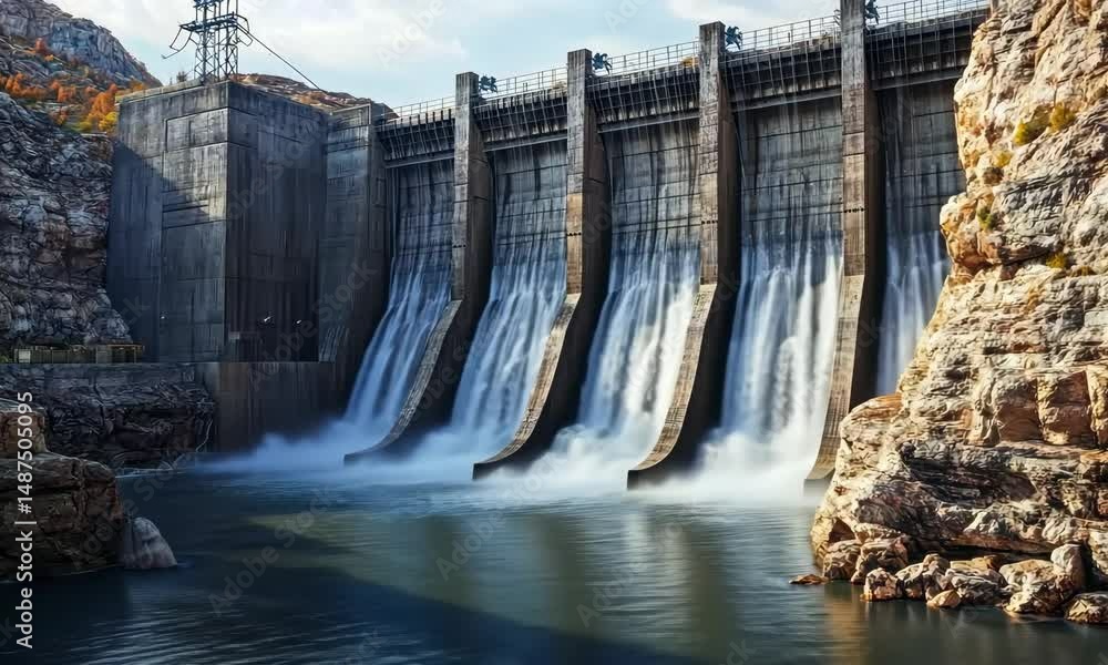 Water flowing over dam Water flowing over dam
