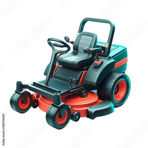 Zero-turn lawn mower lawn care logo 3D icon isolated on a white background