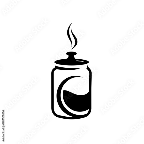 Spiced Flavor Fusion: Minimalist monochromatic line art showcases an artistic culinary emblem, capturing the essence of aromatic concoctions.