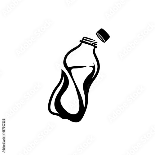 Eco-conscious Water Bottle: A minimalist illustration captures the essence of sustainability and hydration, showcasing a sleek, open water bottle symbolizing purity. 