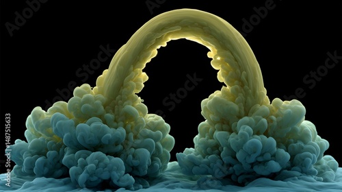 splash explosion forming a radiant arc in the center of the frame