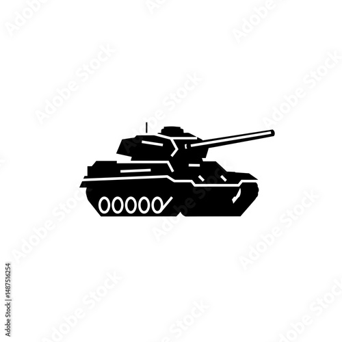 Silhouette of a Tank: A bold and striking silhouette of a powerful battle tank, showcasing its design.