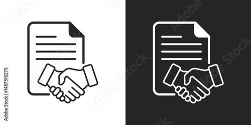 Contract Agreement Handshake & Document Business Deals and Legal Signatures icon vector