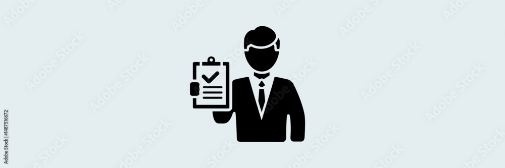 Businessman holding clipboard with checkmark – Ideal for productivity apps, HR tools, or task management visuals Businessman holding clipboard with checkmark – Ideal for productivity apps, HR tools, or task management visuals