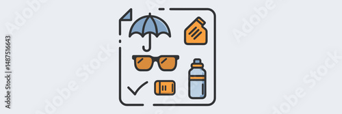 Checklist with summer travel essentials – Great for vacation blogs, packing guides, or seasonal travel content