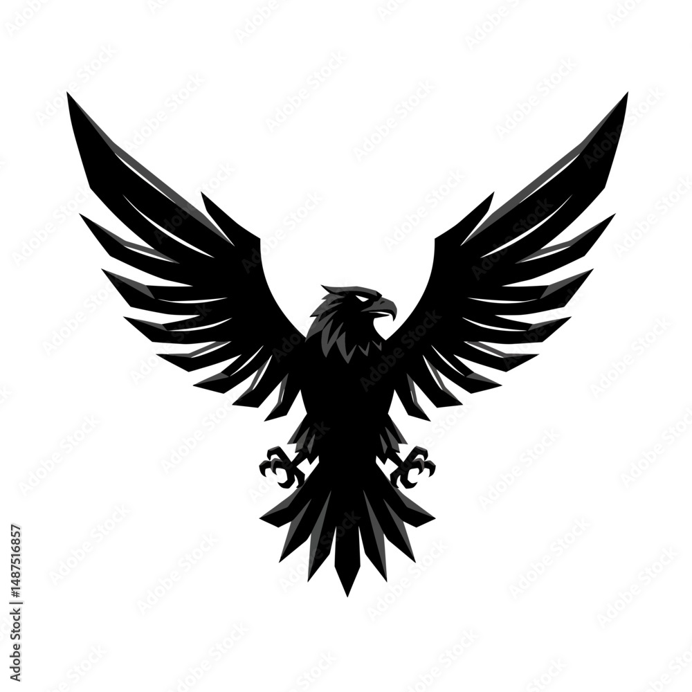 Obraz premium Majestic Eagle Silhouette: A striking, minimalist portrayal of an eagle in flight, captured in a sleek silhouette. Emblematic of strength and freedom.