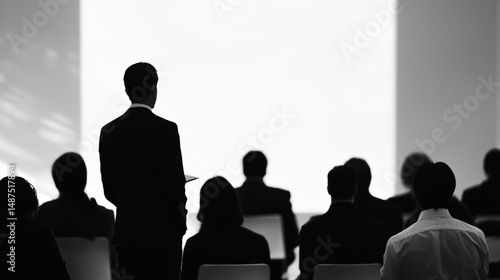 Wallpaper Mural Speaker silhouette addressing audience in meeting Torontodigital.ca