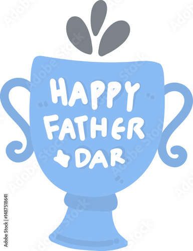 cute trophy happy father day illustration