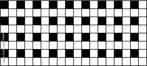 Unique optical illusion pattern with black and white checkerboard design. A bold horizontal black stripe creates a visual twist, perfect for abstract backgrounds, perception studies