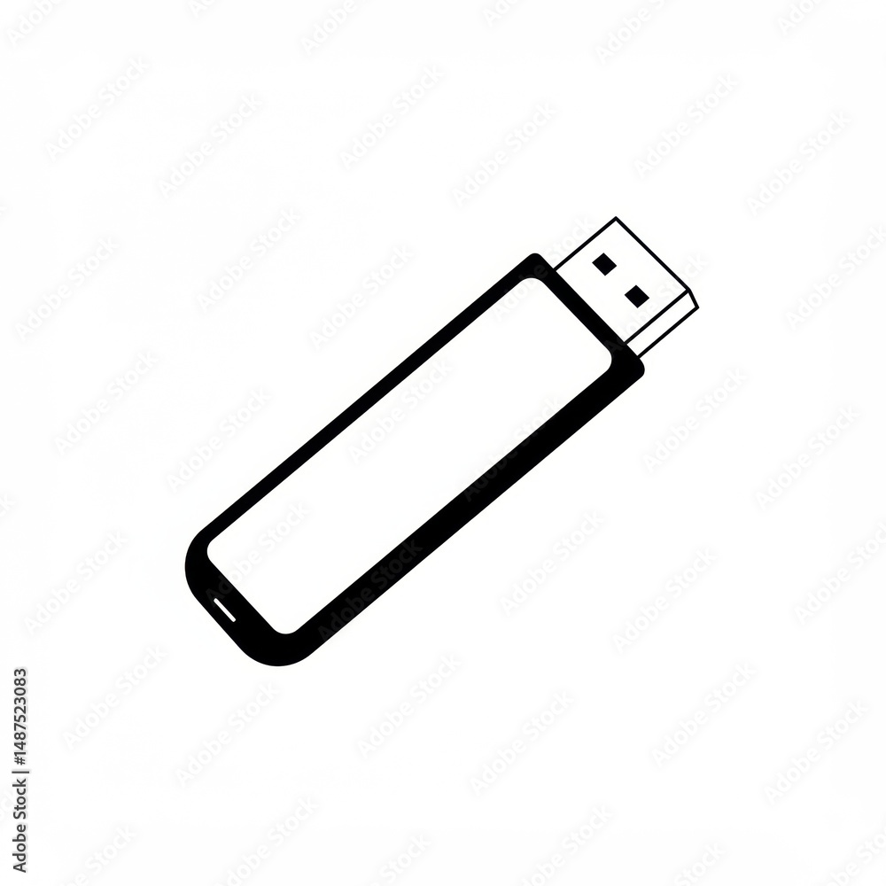 Minimalist black and white usb flash drive icon for digital data storage concepts Minimalist black and white usb flash drive icon for digital data storage concepts