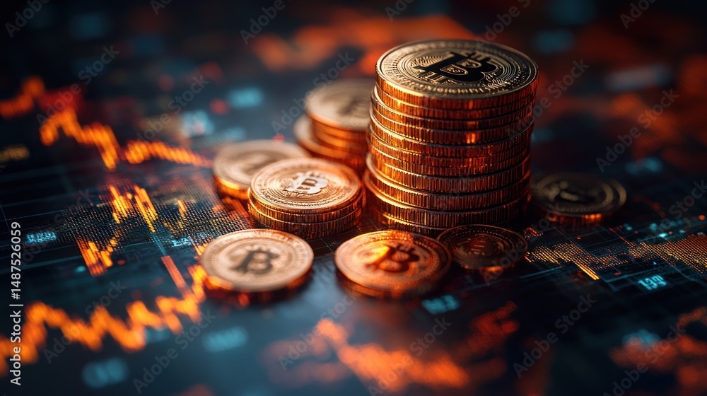 Bitcoin stacks on financial chart Bitcoin stacks on financial chart