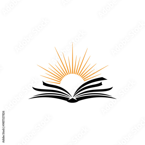 Knowledge Unveiled: A symbolic representation of an open book, its pages radiating with the illumination of a sunburst, signifying the enlightening power of knowledge and learning.