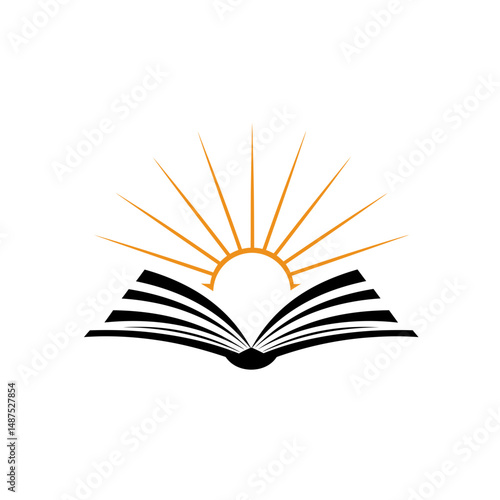 Book opens to knowledge: A sun rises behind the pages of an open book, symbolizing the dawn of knowledge and the limitless possibilities of learning.
