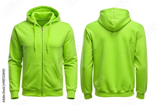 neon green zip hoodie front and back folded neatly