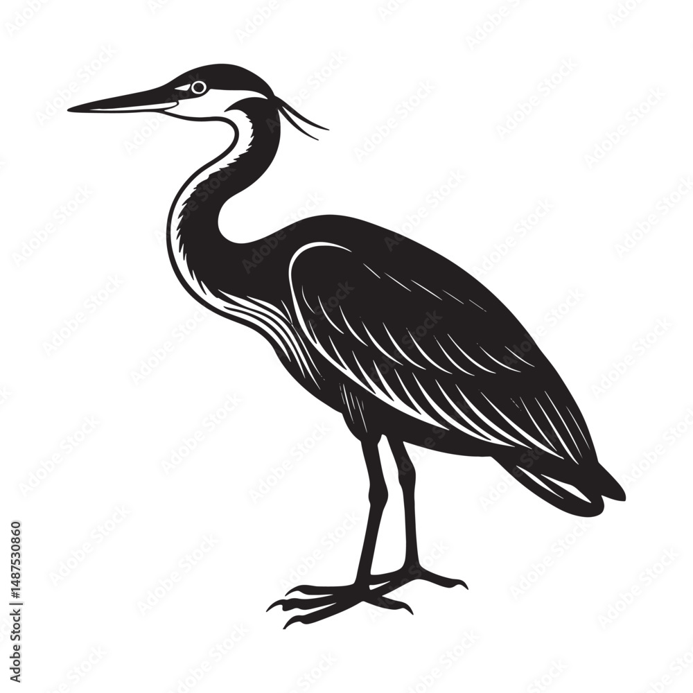 Fototapeta premium Heron vector style silhouette.