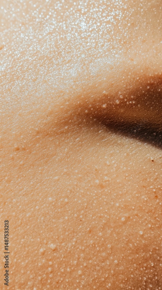 Fototapeta premium Close-up of sun-kissed skin, glistening with sweat.