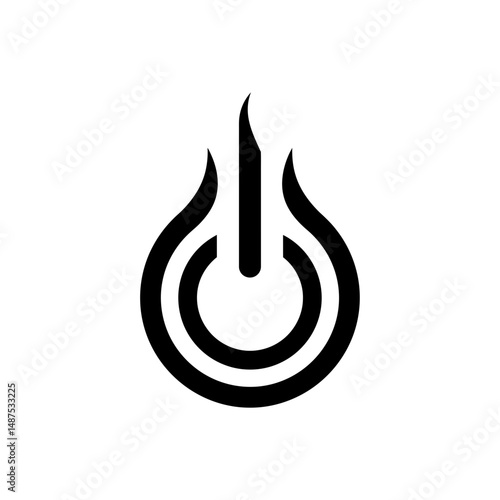 Power On: A minimalist emblem symbolizing the concept of ignition, a startup, and technological innovation, this artistic representation exudes energy, potential.