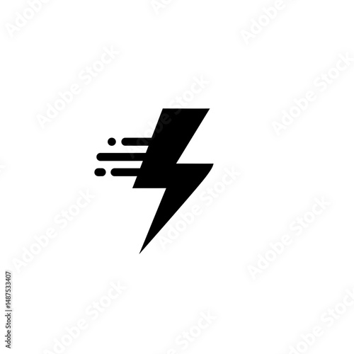 Energized Bolt Icon: A striking, dynamic black lightning bolt icon, a symbol of speed, power, and energy, against a pristine backdrop. 