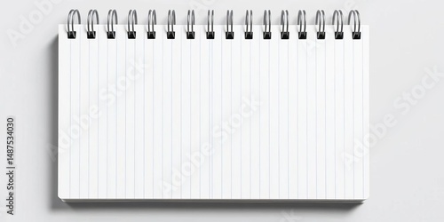 Metallic spiral bound notebook mockup featuring realistic vector quadrille ruled paper Blank grid for notes, sketches, or designs,  mockup,  texture