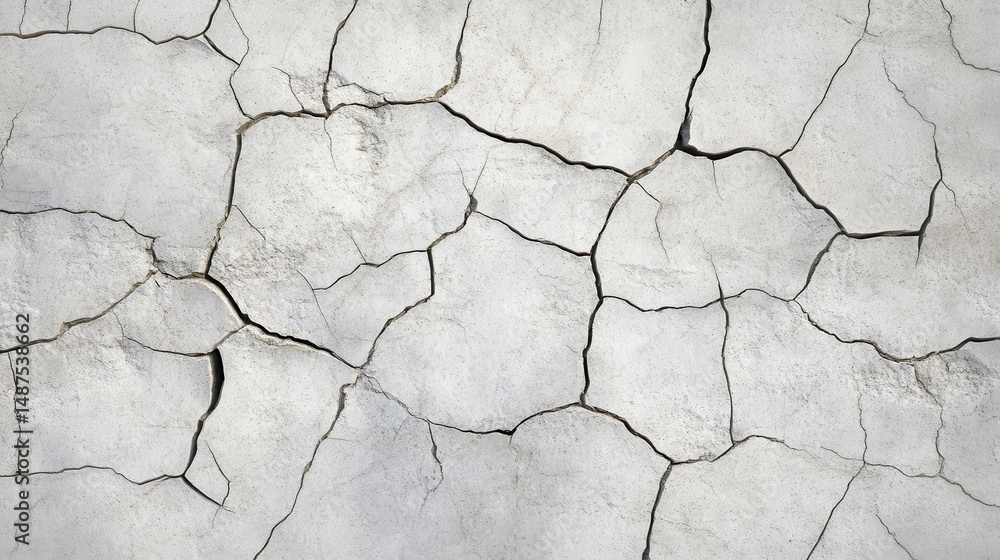 Obraz premium Cracked, light gray, textured surface.