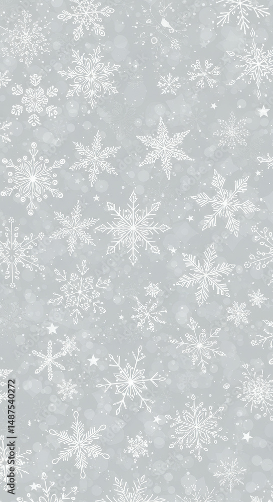 Snowflake Serenity: Winter Wonderland, White Snowflakes on Grey, Festive Season, Holiday Magic, Elegant Christmas, New Year's Dreamscape Pattern Snowflake Serenity: Winter Wonderland, White Snowflakes on Grey, Festive Season, Holiday Magic, Elegant Christmas, New Year's Dreamscape Pattern