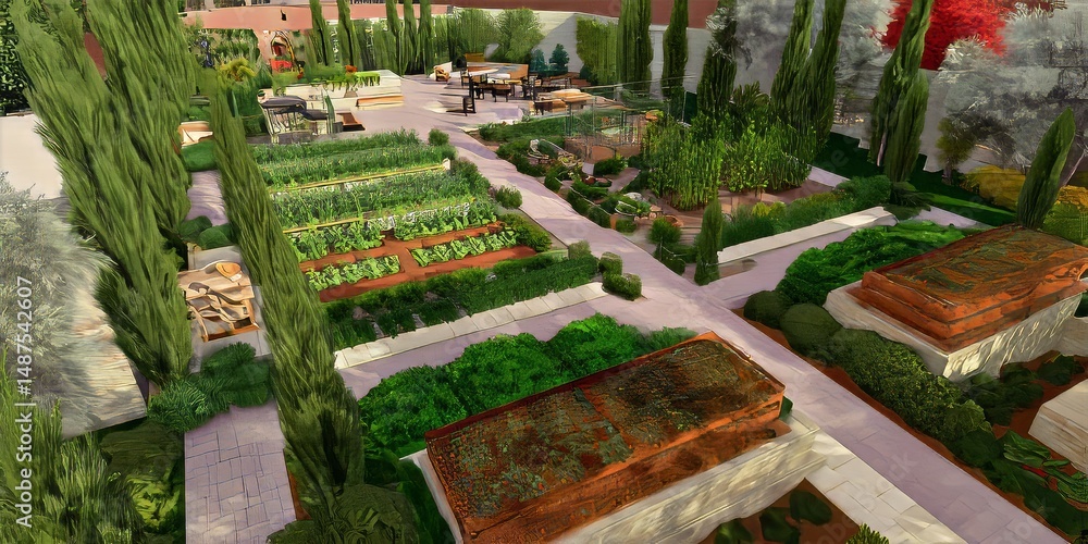 Urban Vegetable Gardened Landscape Design: Sustainable Agriculture & Green Space with Organic Farming Techniques in a Scenic Permaculture Community Garden. Urban Vegetable Gardened Landscape Design: Sustainable Agriculture & Green Space with Organic Farming Techniques in a Scenic Permaculture Community Garden.