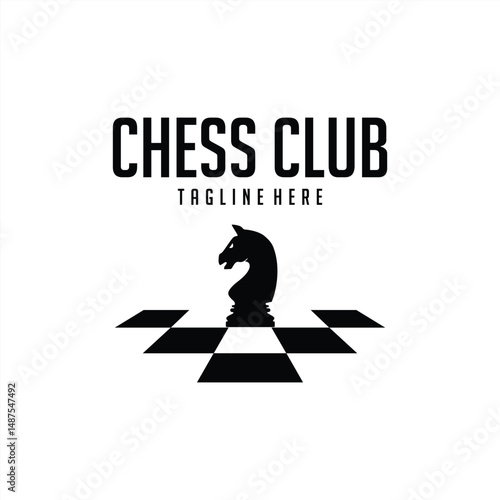 minimalist emblem vector chess logo template. creative rook chess board icon illustration design 