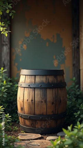 Wallpaper Mural Old brown barrel sitting in garden Torontodigital.ca