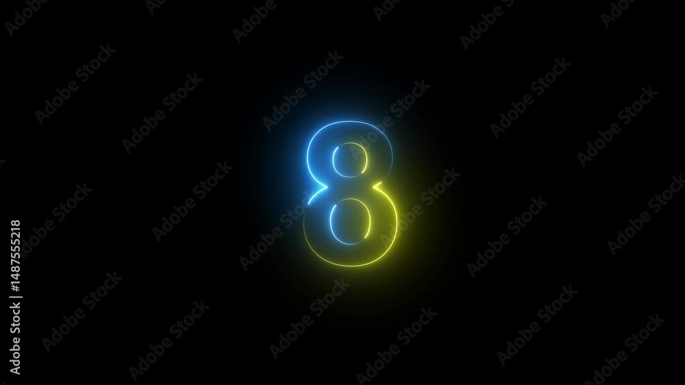 Number 8 Animation on white background, number eight Bright neon glowing number 8, light color symbol, seamless loop animation on black background4K Ultra Hd. Teen number. Orange lights form Number 8 Animation on white background, number eight Bright neon glowing number 8, light color symbol, seamless loop animation on black background4K Ultra Hd. Teen number. Orange lights form