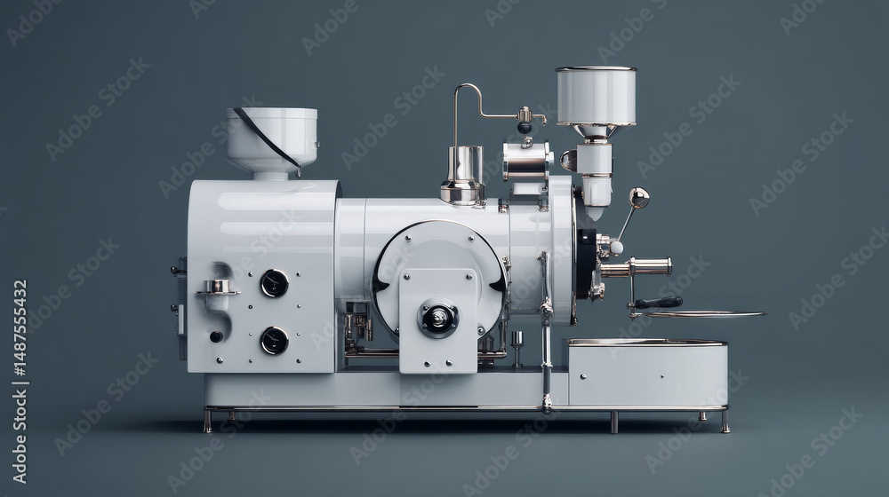 Fototapeta premium High-quality coffee roasting machine in a modern, sleek design ready for use.