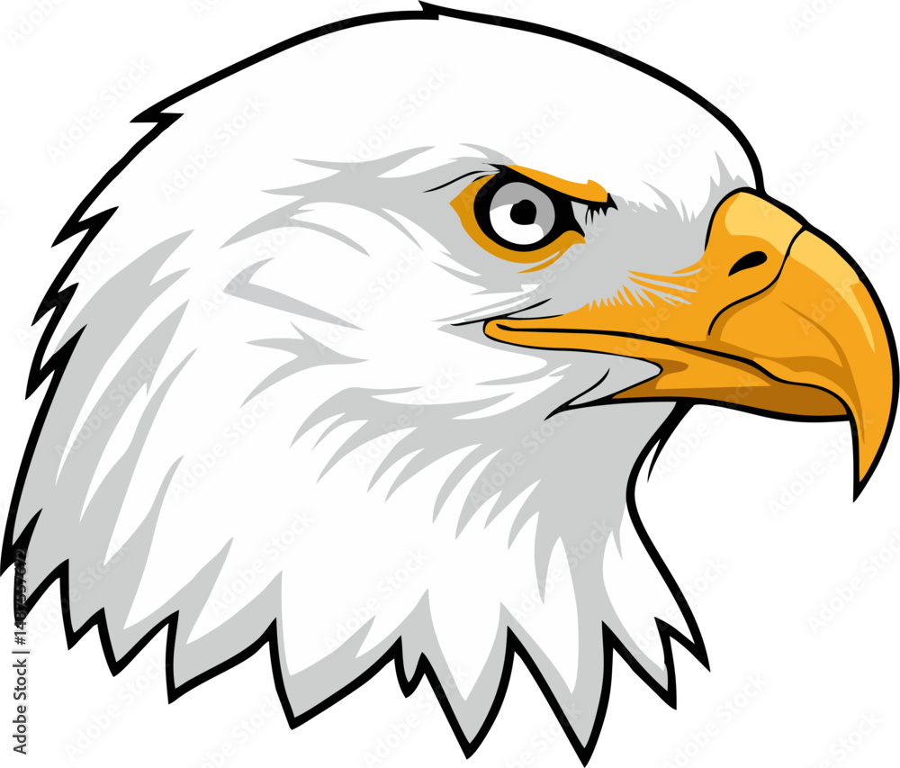 Fototapeta premium Eagle head made with dots and minimal outlines for clean vector design