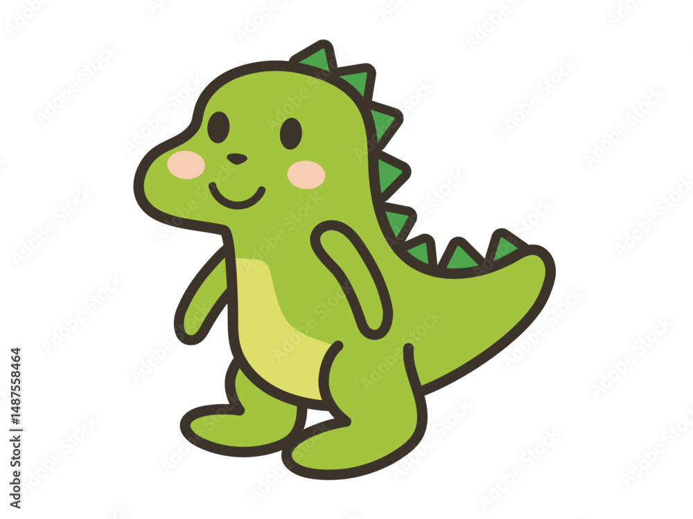 Naklejka premium かわいい笑顔の恐竜のイラスト