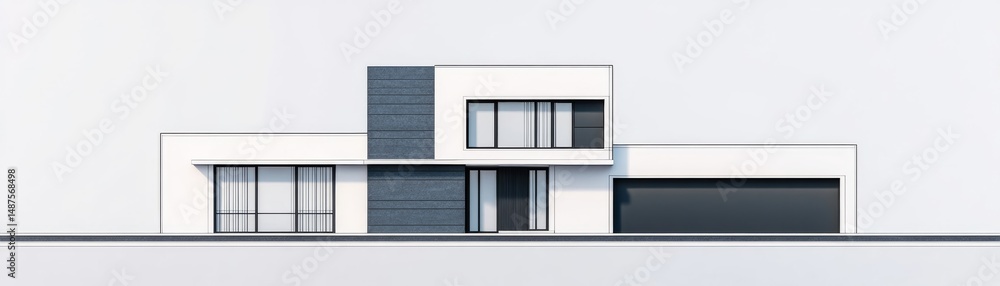 Fototapeta premium Minimalist Modern House Facade with Gray Stone Accent,Architecture ,Design