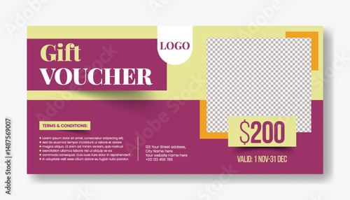 Elegant Gift Voucher and Discount coupon template for sale offer promotion horizontal banner design, giveaway gift card, social media thumbnail cover, header design