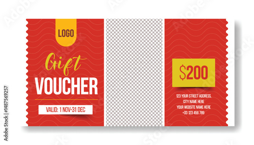 Gift Voucher for food restaurant gift card, Promotional horizontal banner and food thumbnail design, giveaway gift card, discount coupon vector template design