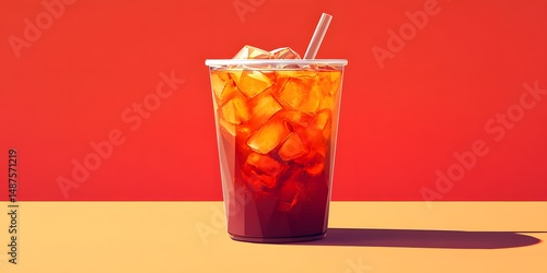 Icy beverage in a clear plastic cup.