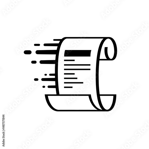 Swift Dispatch of Document: A graphic depicts a document scroll in motion, symbolizing the rapid transmission or delivery of important information.