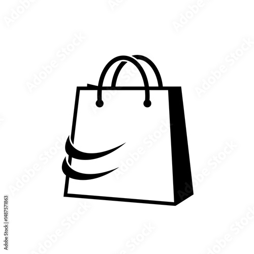 Shopping Bag Logo: A minimalistic and stylish shopping bag illustration, showcasing the essence of retail. The simplicity of the design makes it versatile for diverse commercial applications.