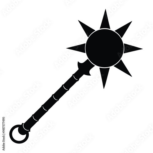 a flail vector silhouette illustration on white background.